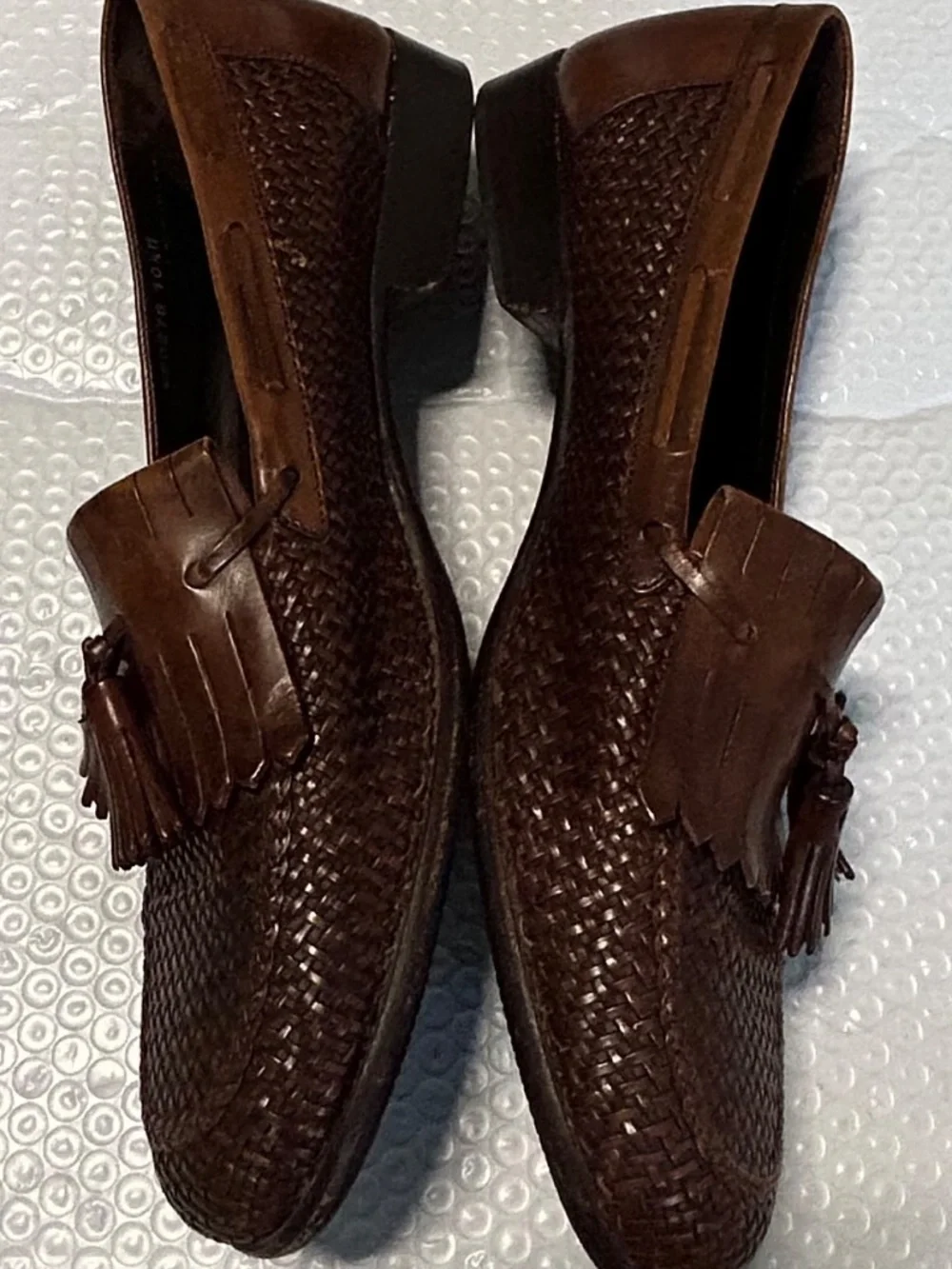 Bragano Woven Brown Leather Tasssel Loafer Shoes Men's Size 10.5 M Made in Italy
